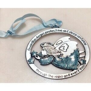 Baby Boy Guardian Angel Crib Medal Ornament